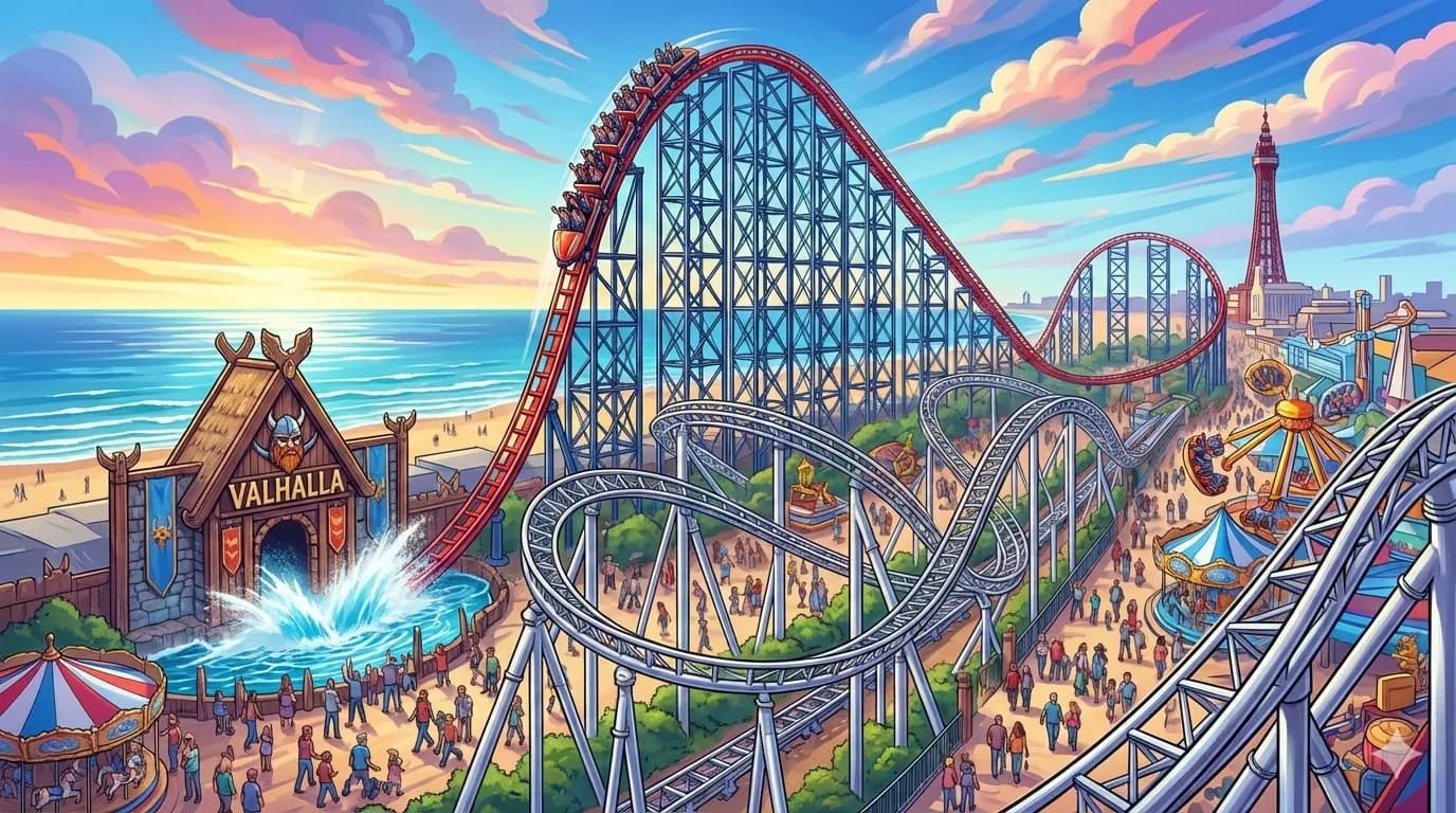Blackpool Pleasure Beach park illustration