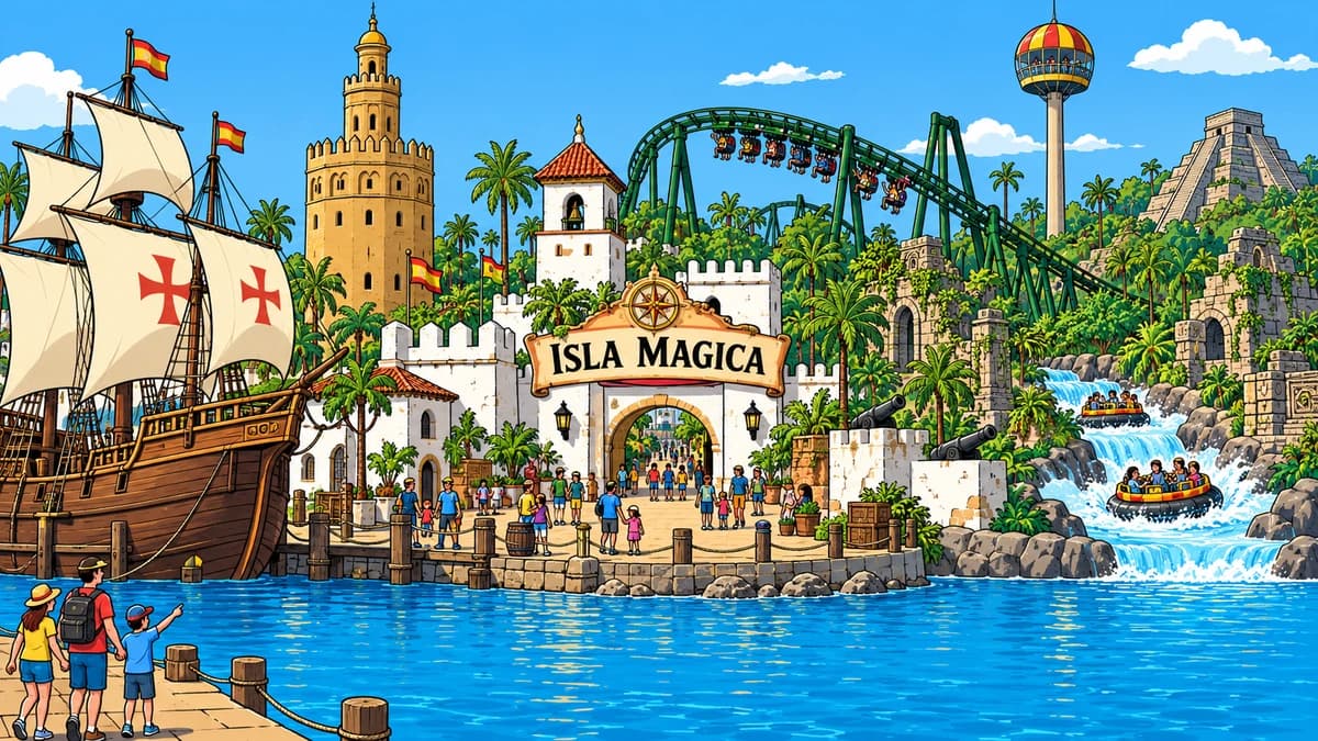 Isla Mágica park illustration