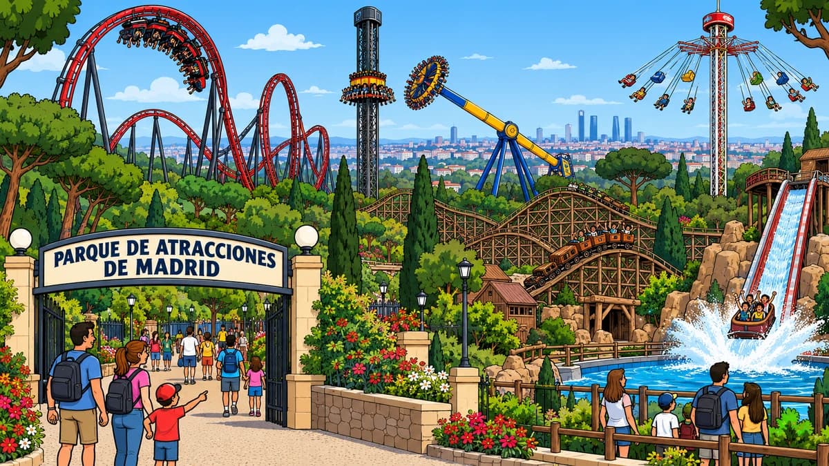 Parque de Atracciones de Madrid park illustration