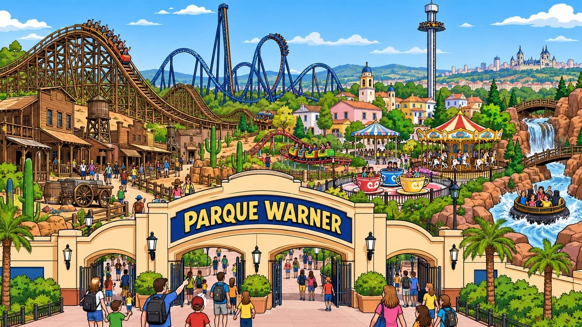 Parque Warner Madrid park illustration