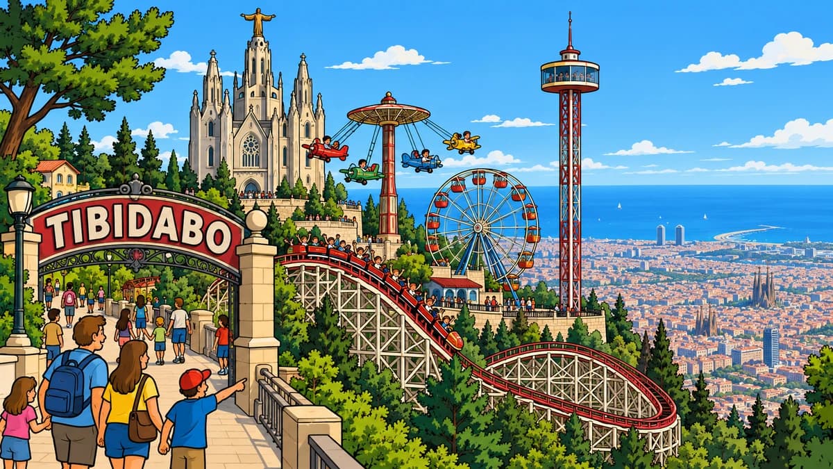 Tibidabo park illustration