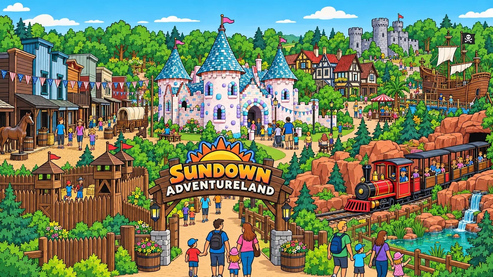 Sundown Adventureland park illustration