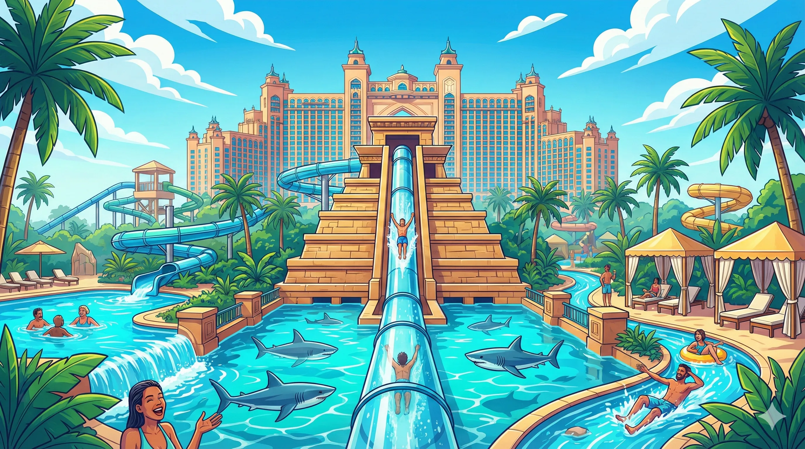 Aquaventure Waterpark Dubai park illustration
