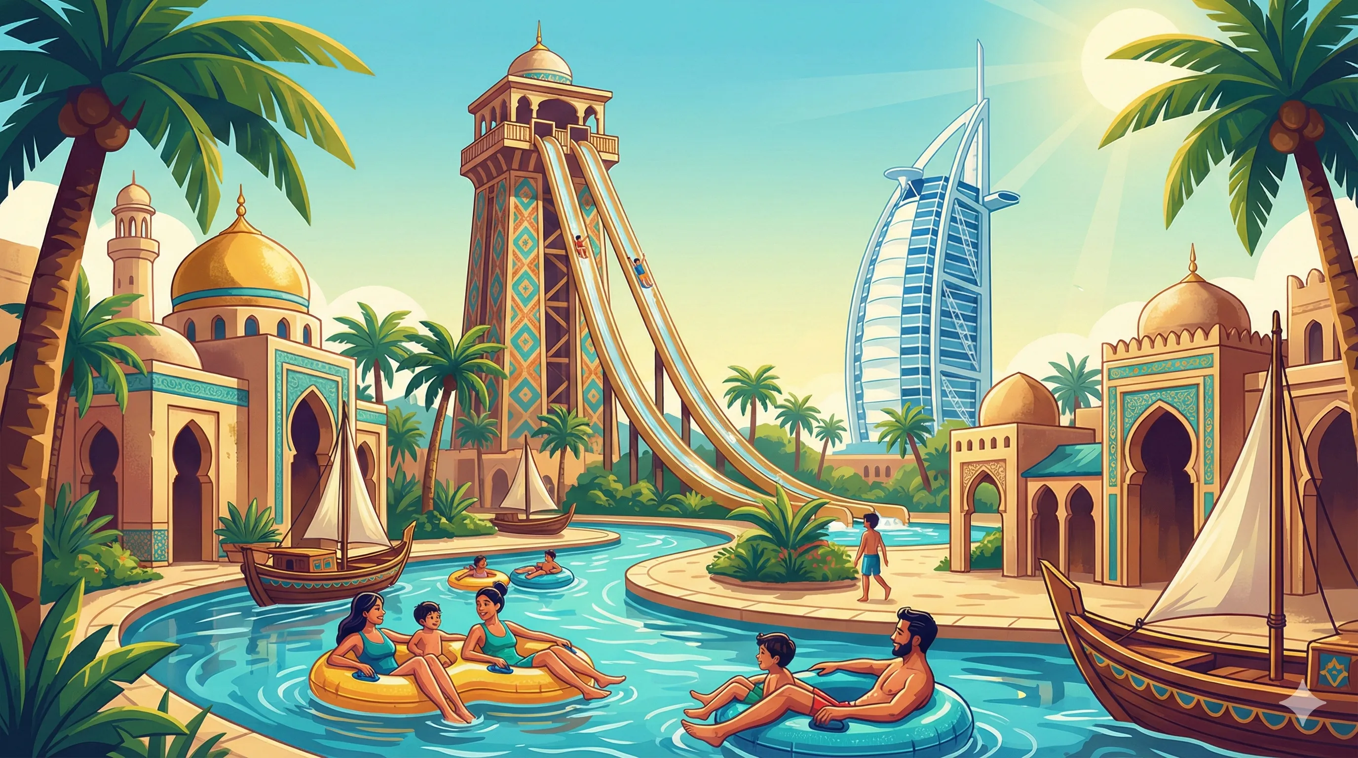Wild Wadi Waterpark Dubai park illustration