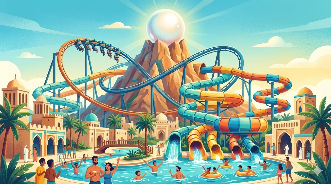 Yas Waterworld Abu Dhabi park illustration