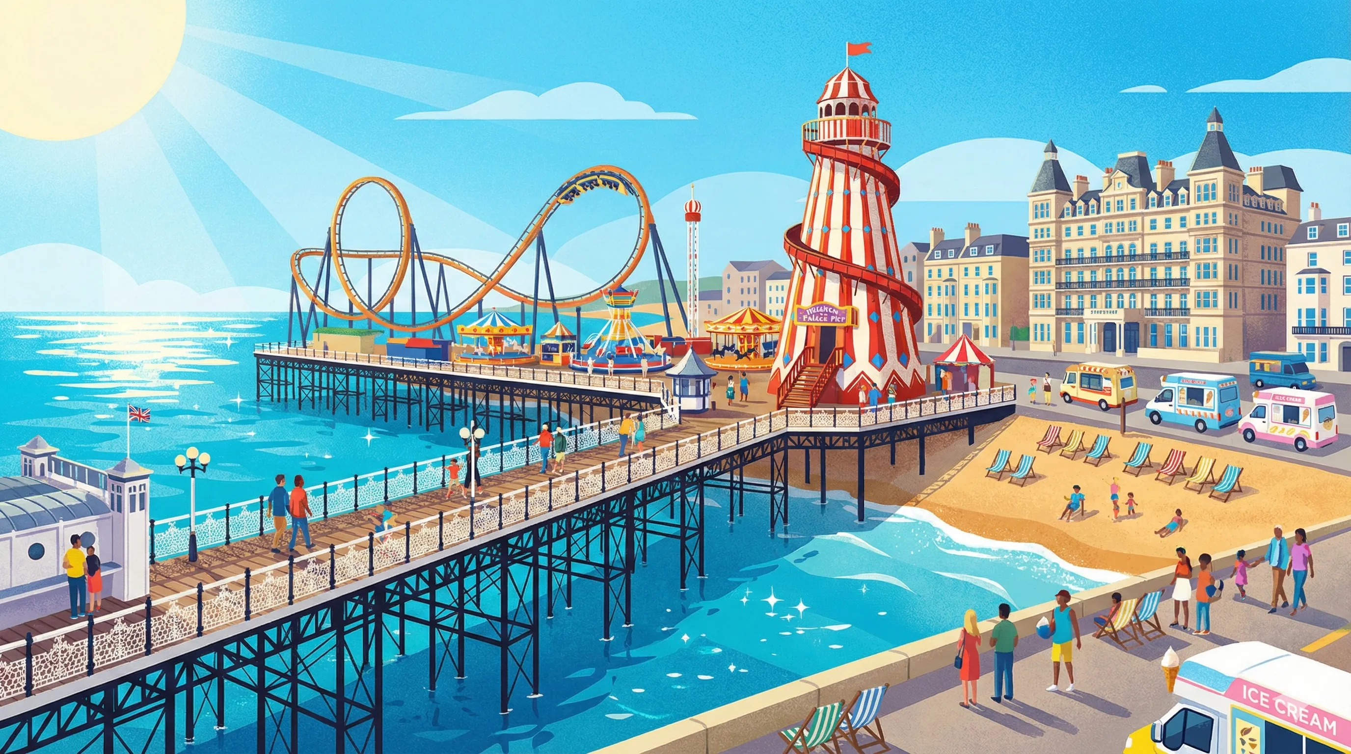 Brighton Palace Pier park illustration