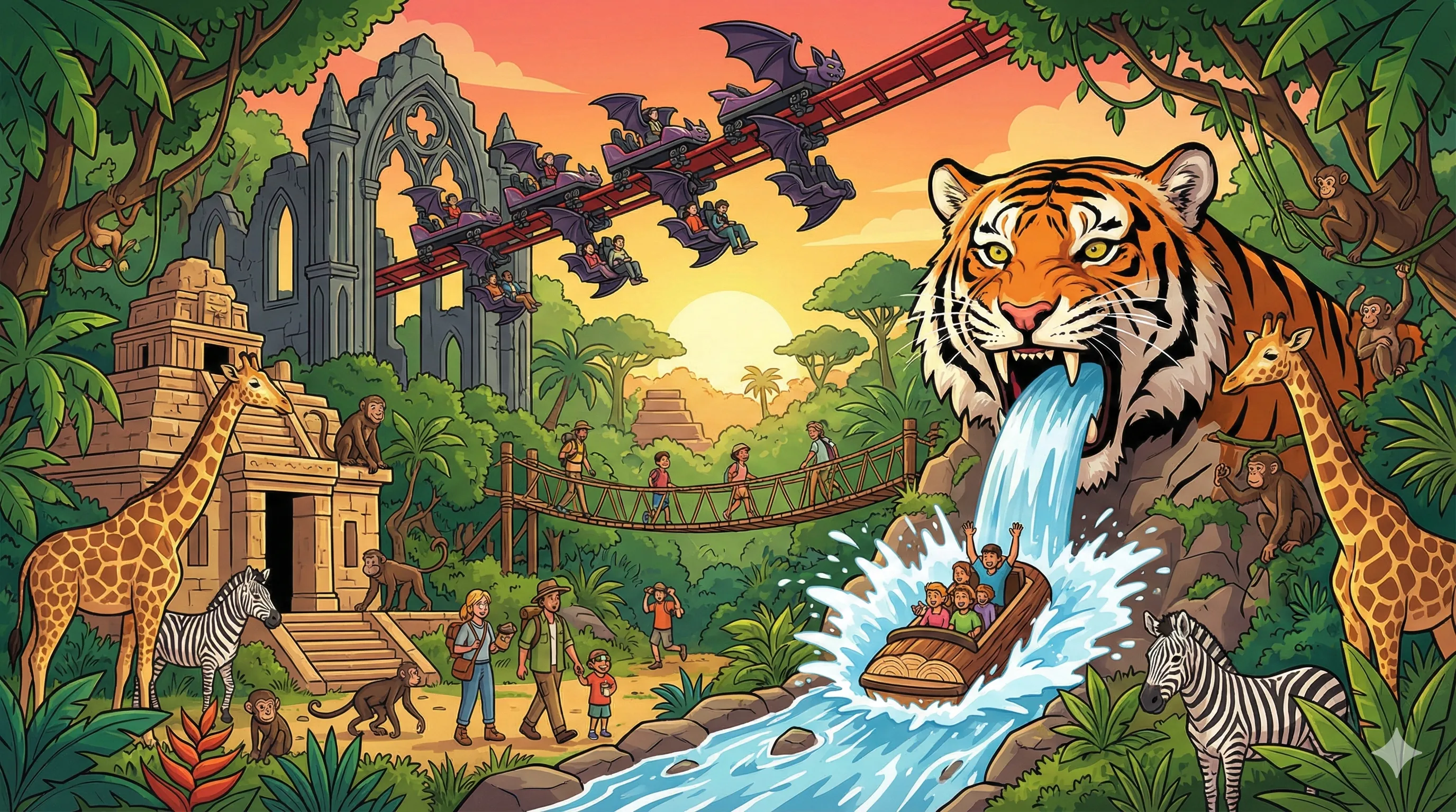 Chessington World of Adventures park illustration