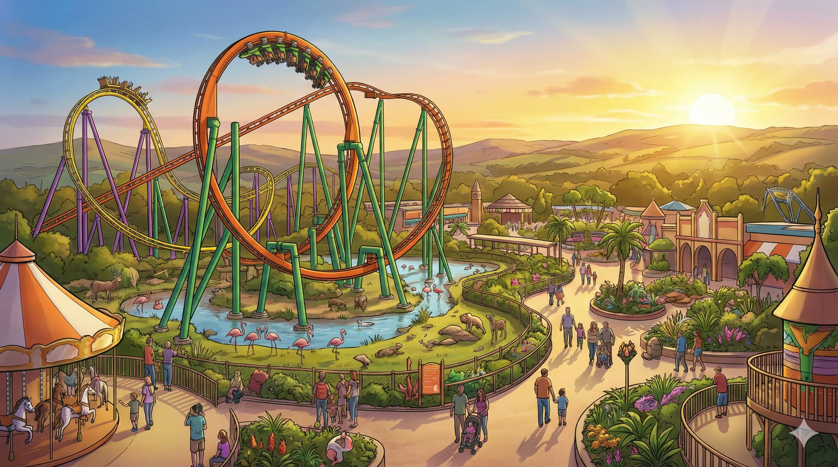 Flamingo Land park illustration