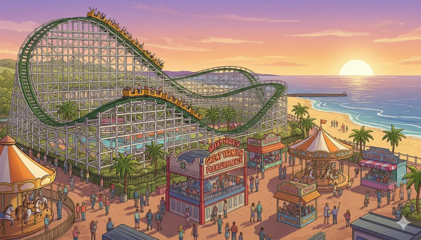 Great Yarmouth Pleasure Beach park illustration